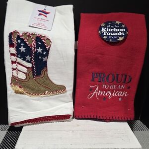 🇺🇸 Patriotic Kitchen Towel Bundle – Isaac Mizrahi + Proud to Be an American –